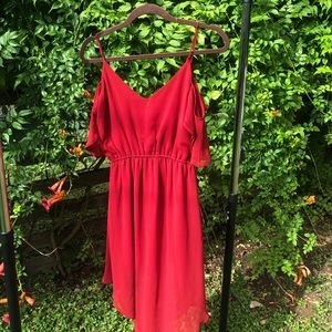 Red Orange, Off the Shoulder Dress